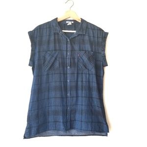 Levi's | Button Front Chambray Plaid SL Muscle Top
